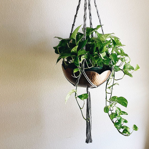 unique rope plant hanger in color grey jet
