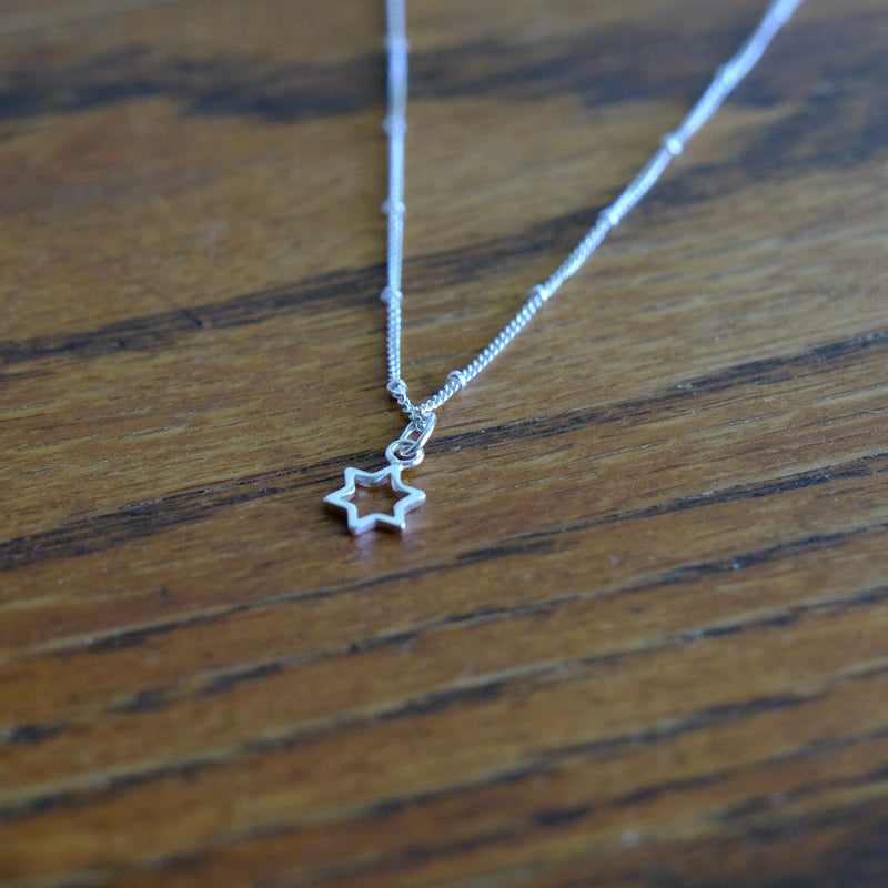 Dainty Silver Star of David Necklace