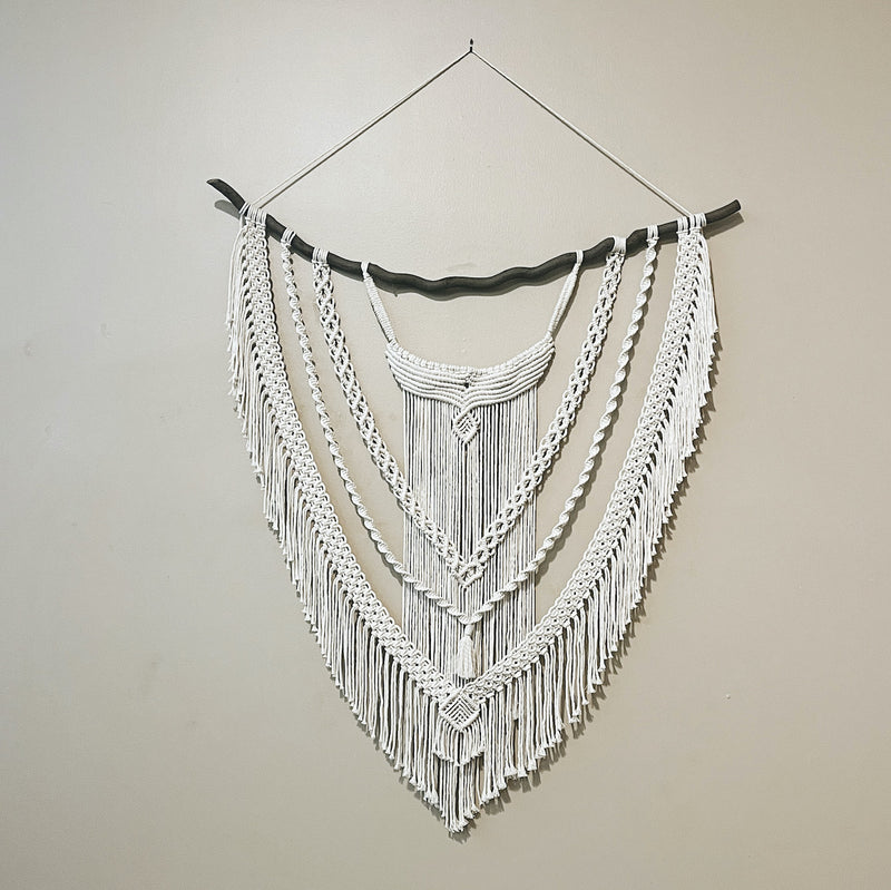 Shield No. 1 Natural Fiber Art | Tapestry | Textile Wall Hanging | Modern Macrame