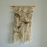 Original macrame wall art handcrafted from natural fiber by a Dallas-based artist