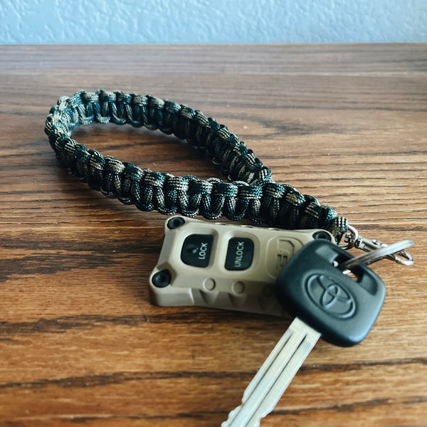paracord keychain on side with keys