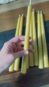 video of the process of making the beeswax taper candles