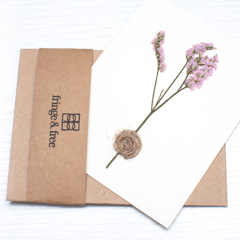 Statice Pressed Flower Greeting Card
