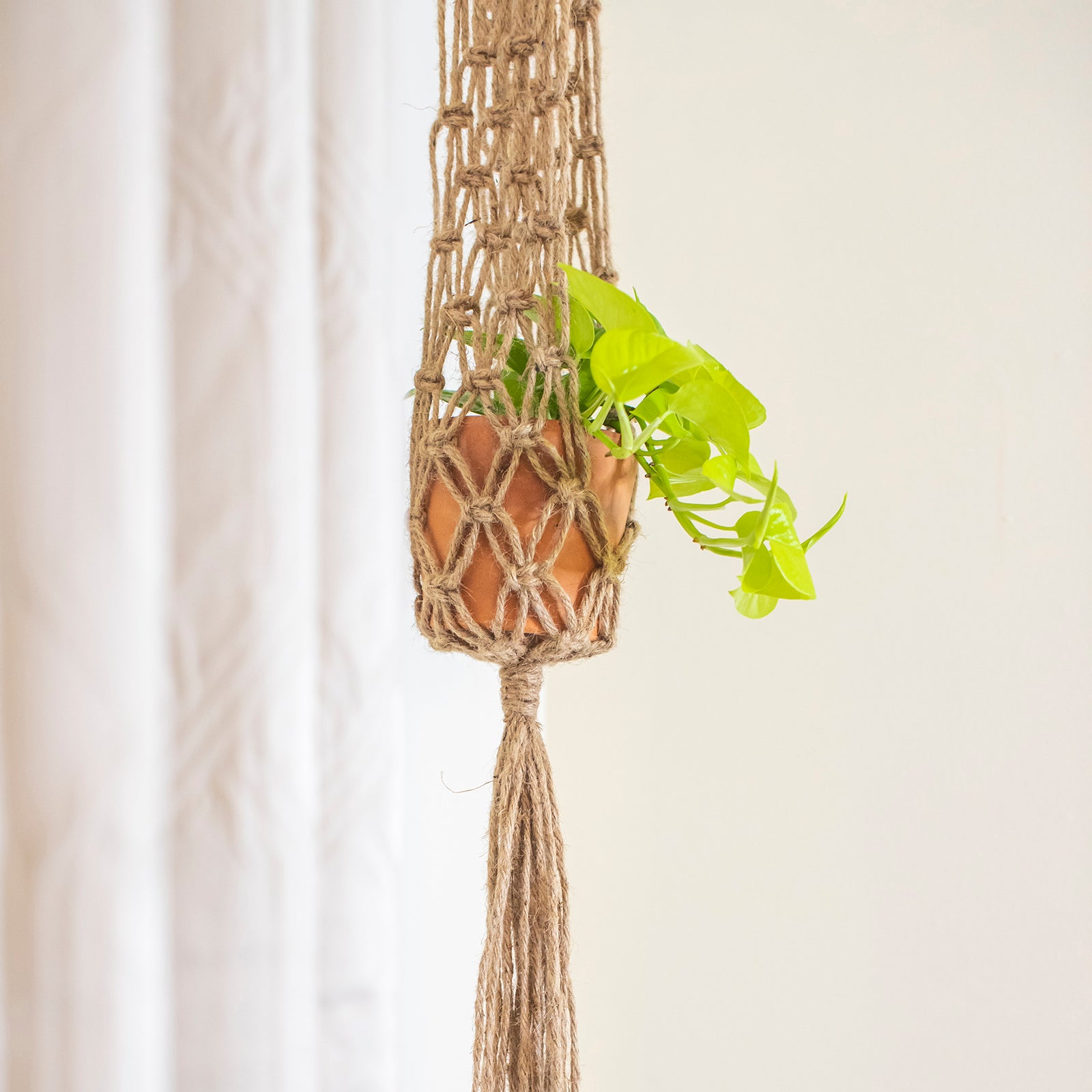 macrame plant hanger with jute Macramé Plant Hanger No. 1
