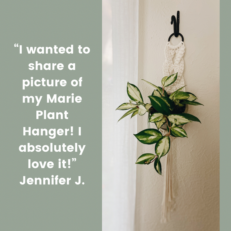 customer testimonial "I wanted to share a picture of my Marie Plant Hanger! I absolutely love it!" Jennifer J.