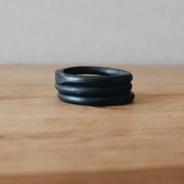 macrame rings, 3-pack of black rings stacked